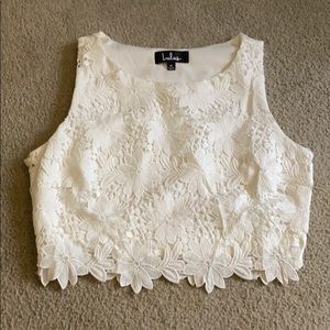 Lulus White Flowery High Skirt and Crop Top